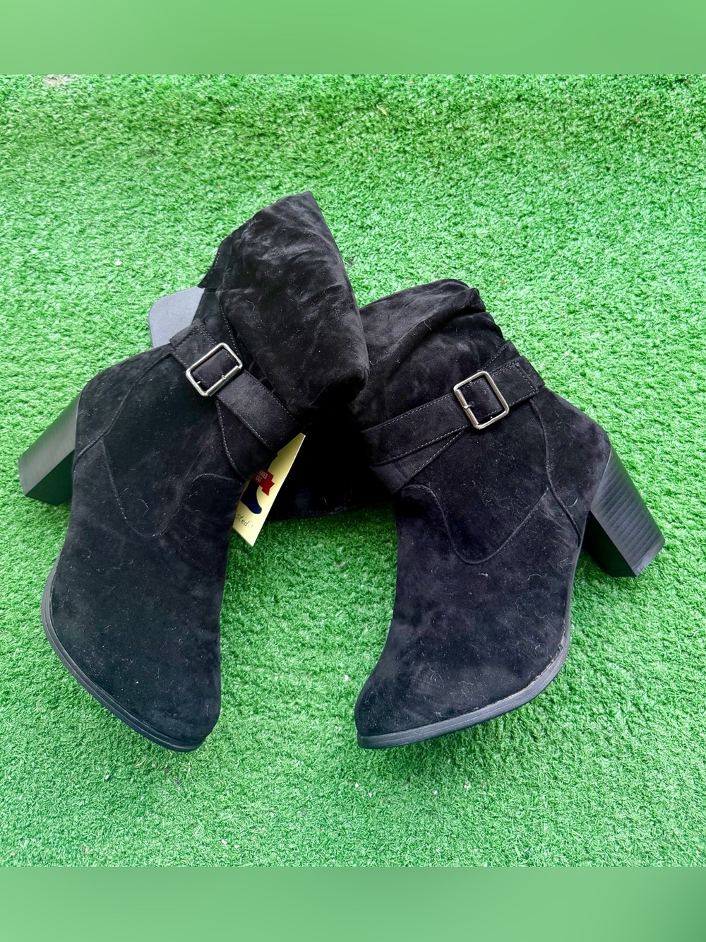 Twisted X Black Suede Slouchy Heeled Boots Wide Width / Extended Calf Women's US
